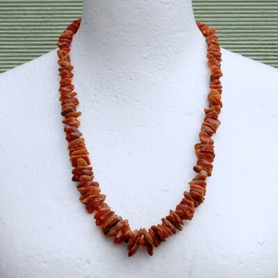 Long Graduated Rough Amber Bead Necklace