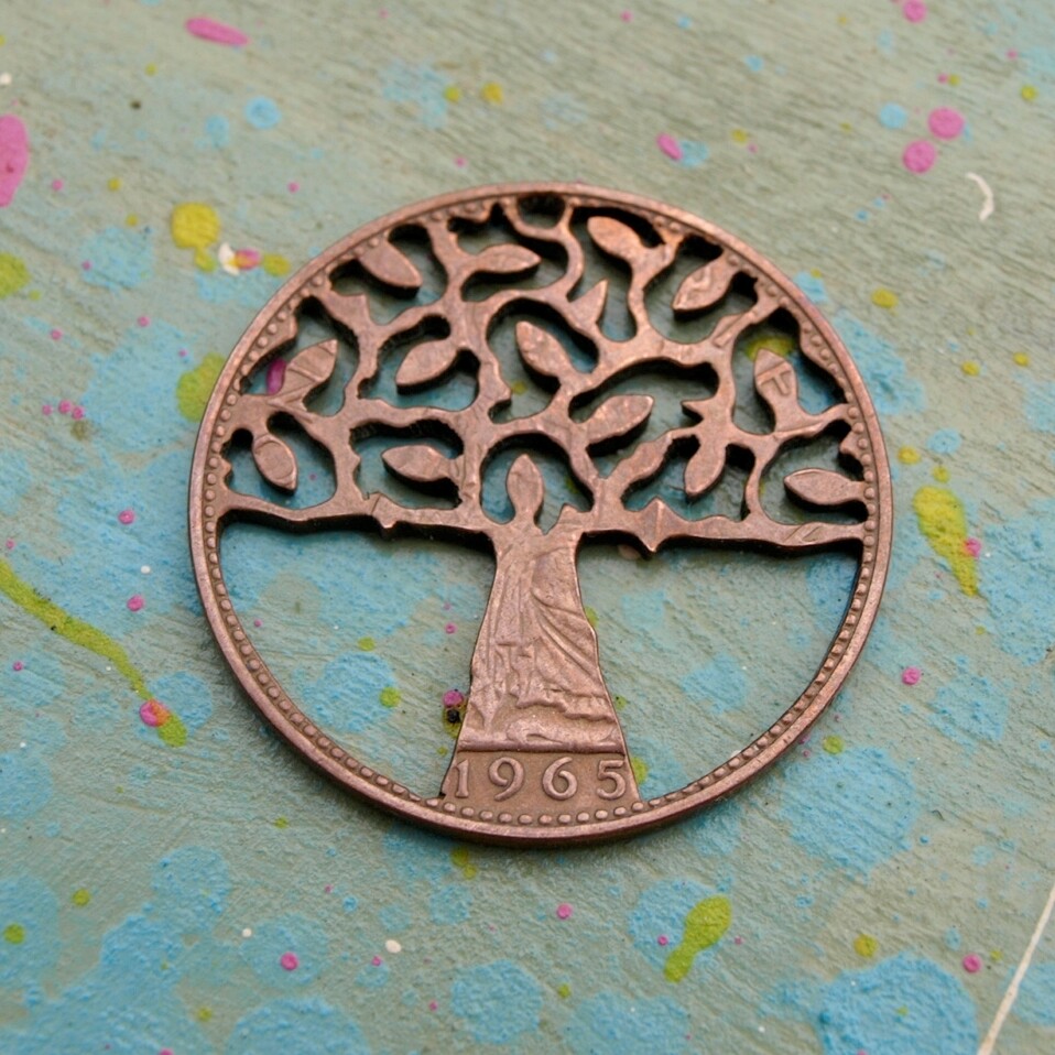 1963 Copper Penny Tree of Life Pendant by Hairy Growler
