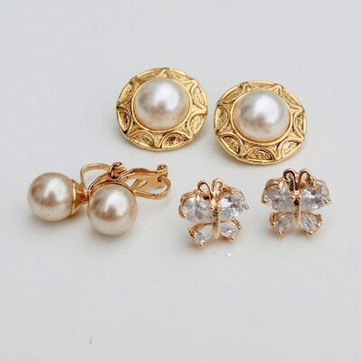 Three Pairs of Vintage Goldtone Earrings