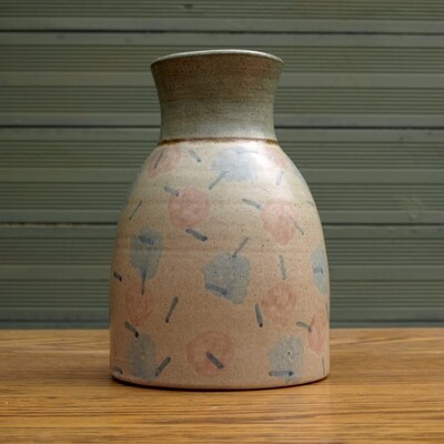 Vintage Beige Glazed Earthenware Studio Pottery Vase by Barter