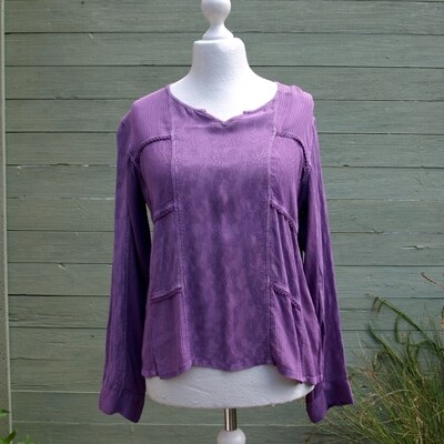 Ladies Lilac Viscose Long Sleeve Summer Blouse Top by Lilly Ella - 14