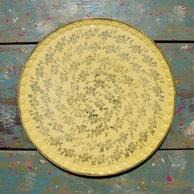 Large Vintage Yellow Bone China Aynsley Cake Plate