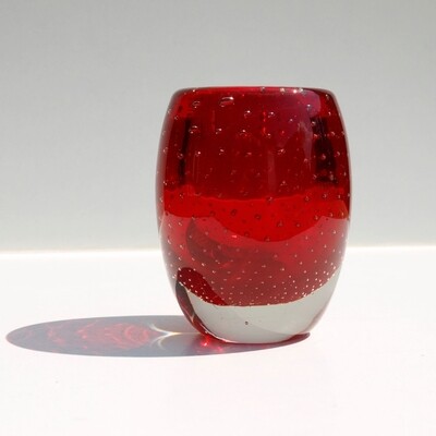 Small Vintage Red Controlled Bubbles Whitefriars Vase