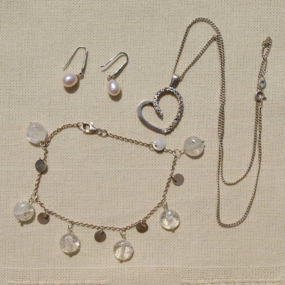 Solid Silver, Pearl & Crystal Jewellery Lot
