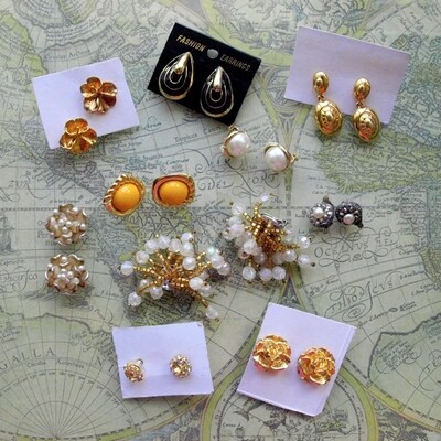 Wholesale Vintage Jewellery Lot - Clip & Pierced Earrings