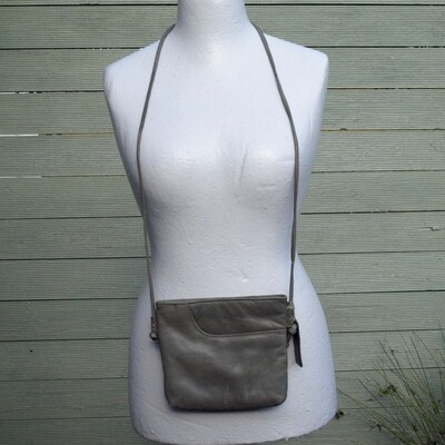Ladies Grey Leather Crossbody Bag by Lakeland