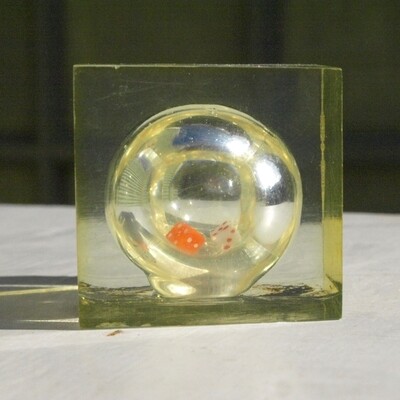 Rare Vintage Resin Pierre Giraudon Dice Inclusion Paperweight