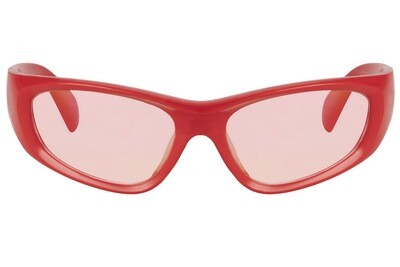 Recycled Red Plastic Wraparound Reflective Unisex Sunglasses