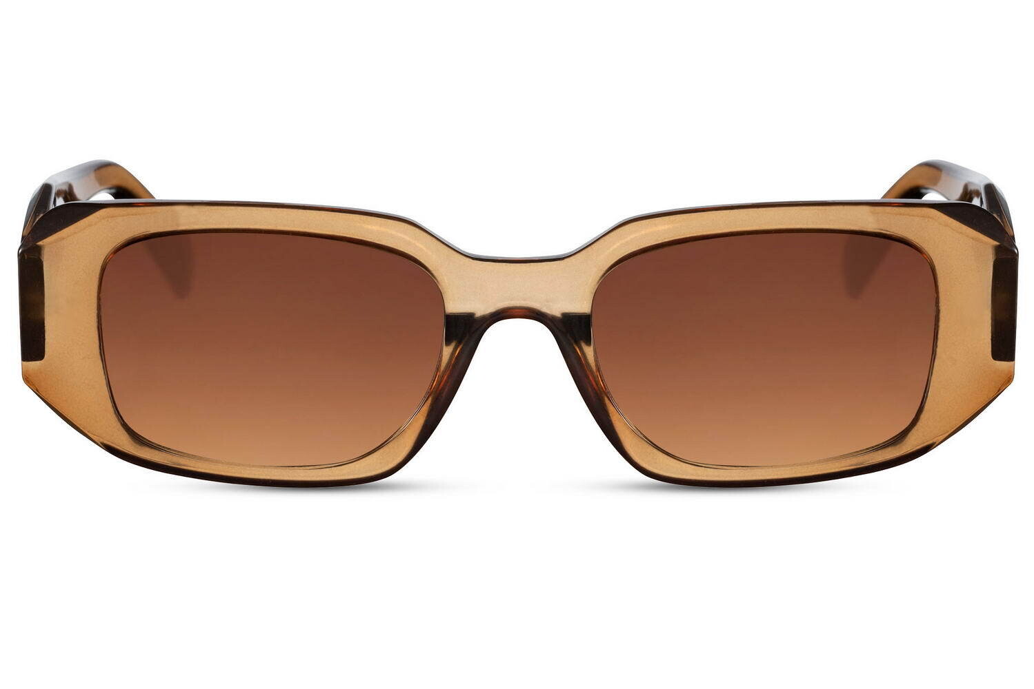 Womens Rectangular Brown Recycled Plastic Sunglasses