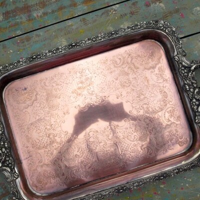 Huge Antique Victorian Ornate Silver Plated Tray