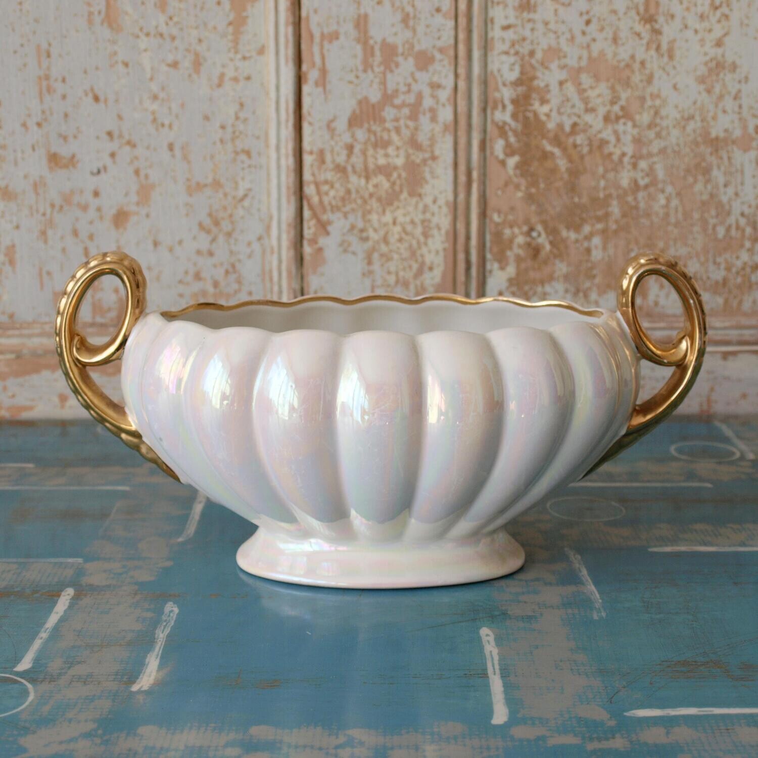 Large Pearlescent Trophy Mantle Vase by H.J.Wood of Burslem