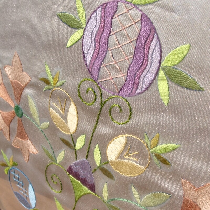 Vintage Hand Embroidered Round Picture