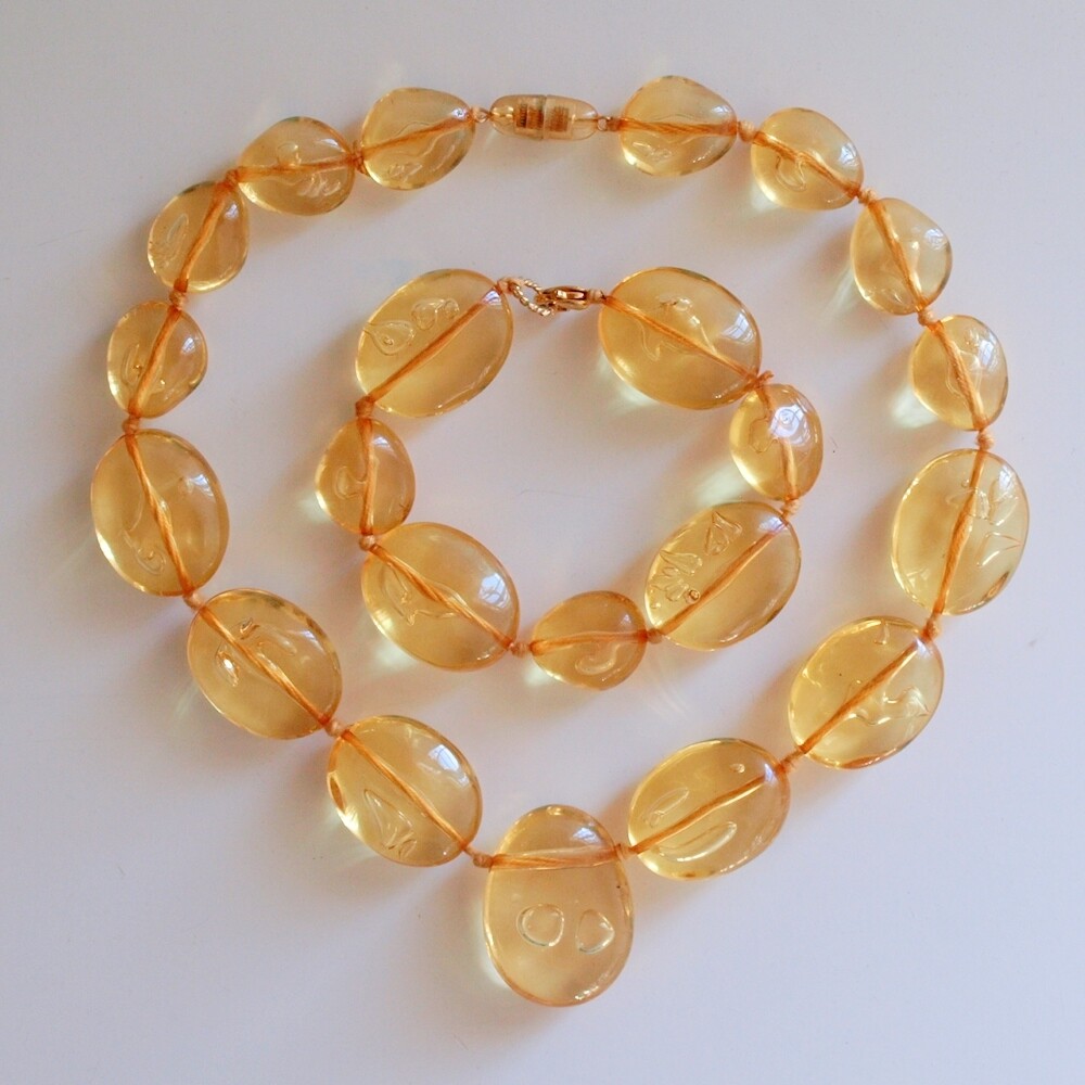 Vintage Lucite Necklace &amp; Bracelet Set