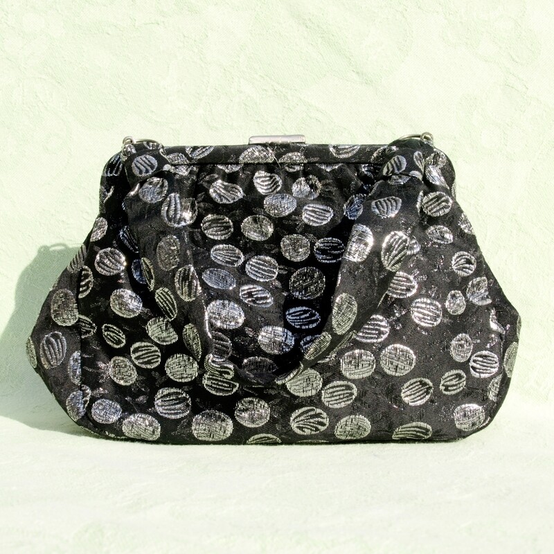 Vintage Black &amp; Silver Brocade Evening Bag