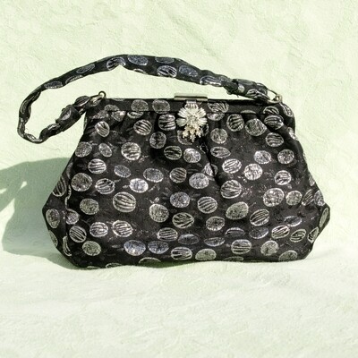 Vintage Black &amp; Silver Brocade Evening Bag