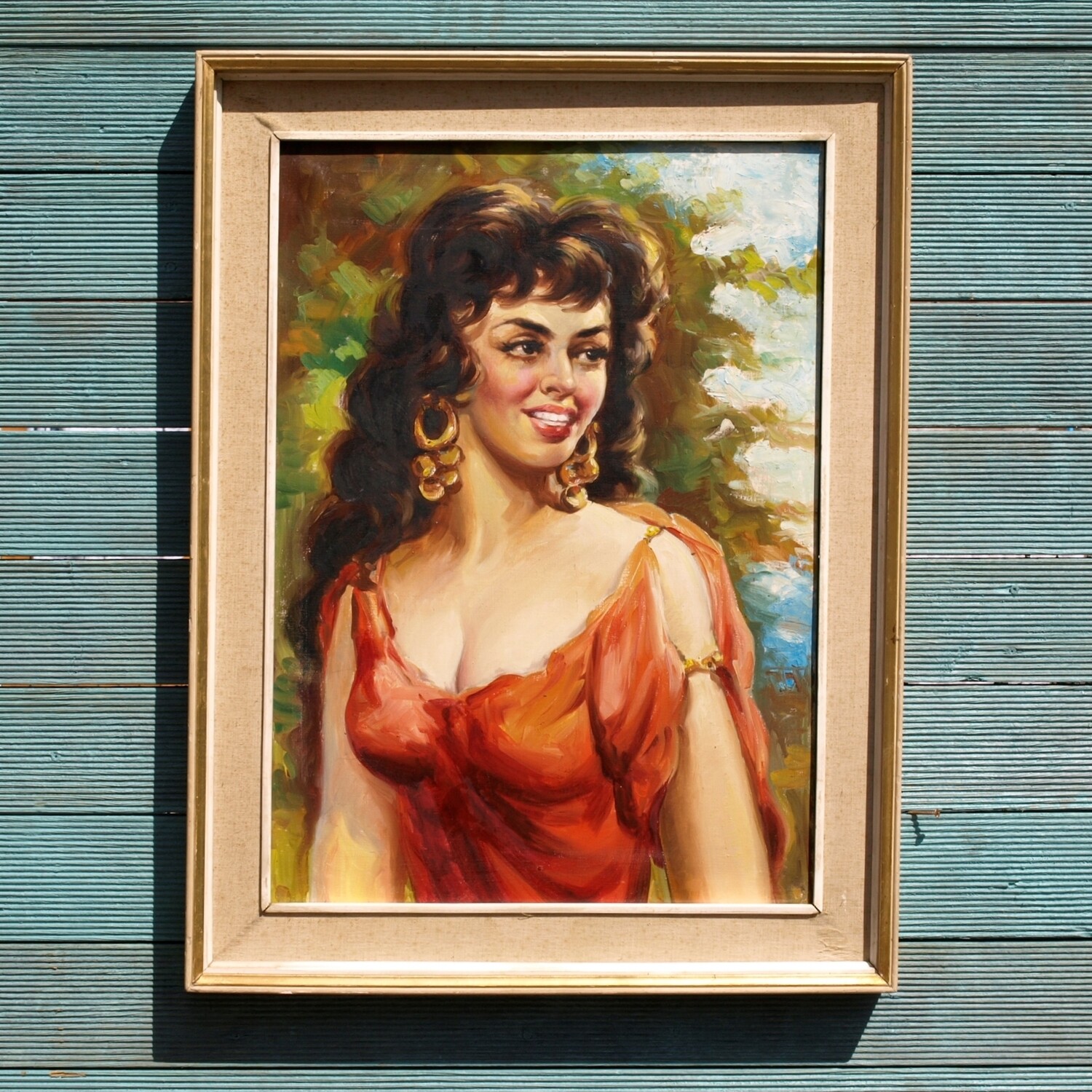 Vintage Original Oil Painting Spanish or Italian Lady