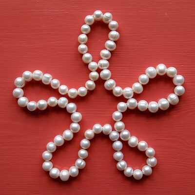 Long Off-White 1cm Pearl Over -The-Head Knotted Necklace