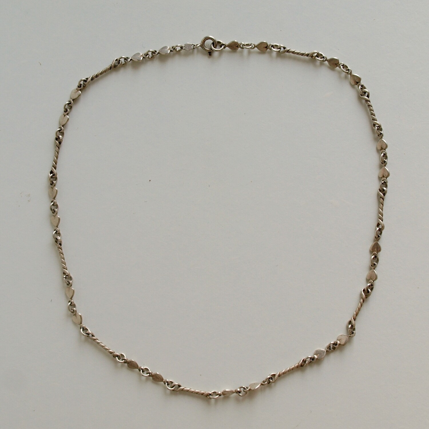 Solid Silver Vintage Love Heart Necklace