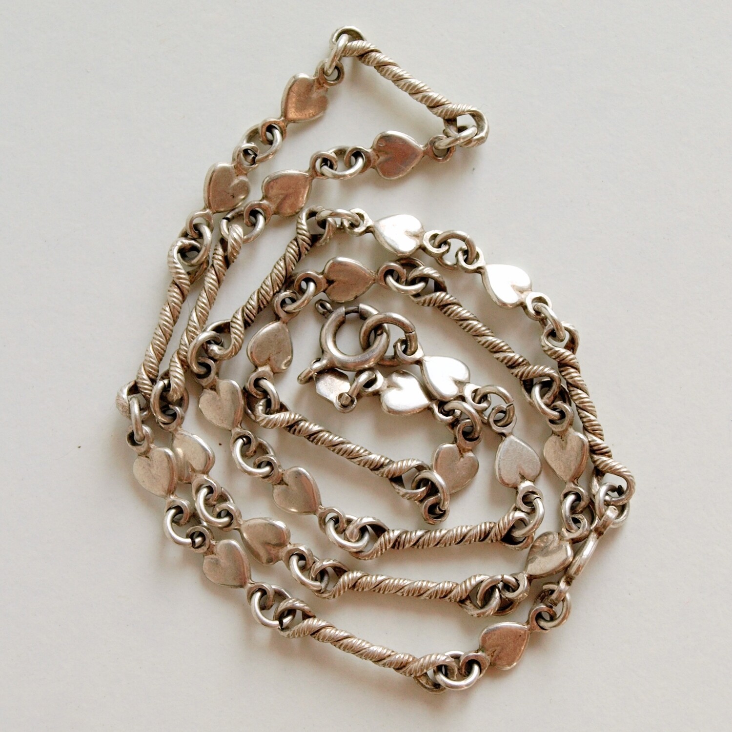 Solid Silver Vintage Love Heart Necklace