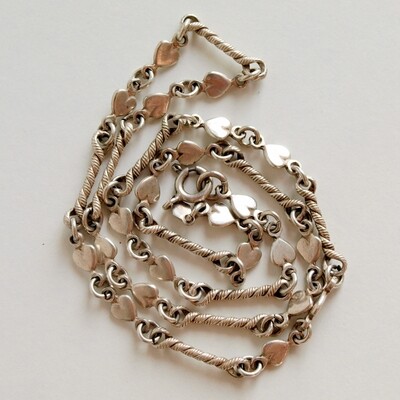 Solid Silver Vintage Love Heart Necklace