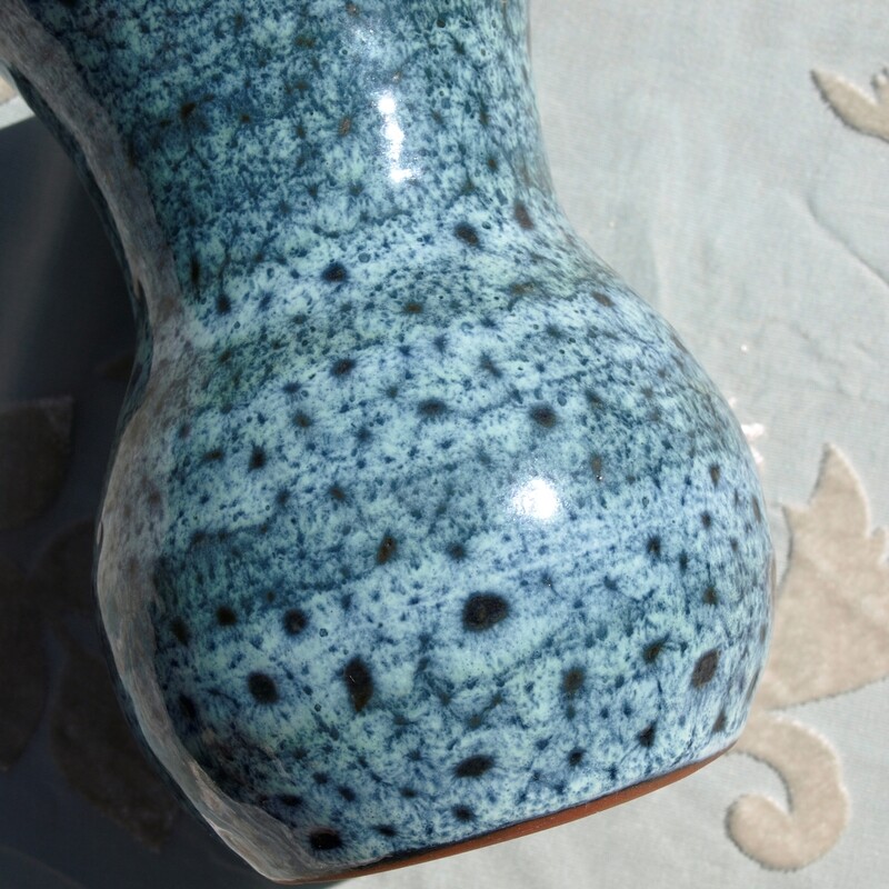 Medium Sized Blue Earthenware Pottery Vase Folkstone
