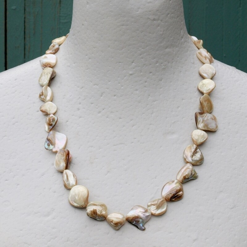Long Mother of Pearl Beaded Necklace