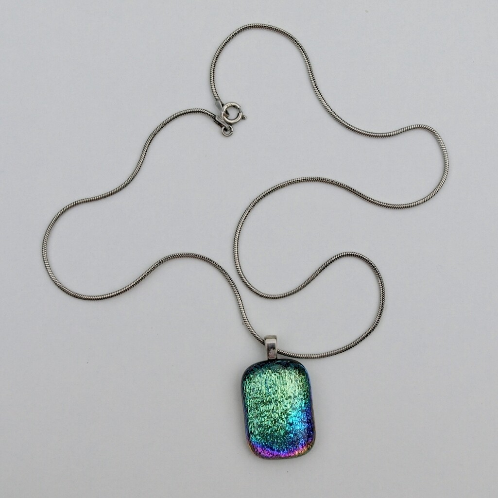 Solid Silver Foil Glass Pendant Necklace