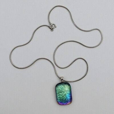 Solid Silver Foil Glass Pendant Necklace