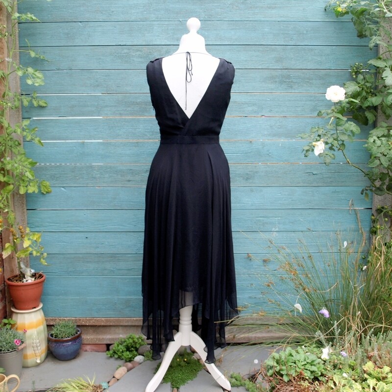 E'Sensual Black Chiffon Silk Lyrical Party Dress 8