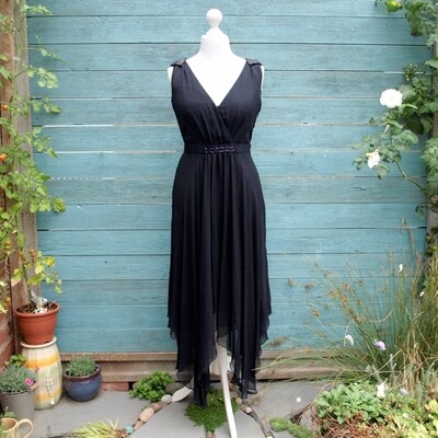 E'Sensual Black Chiffon Silk Lyrical Party Dress