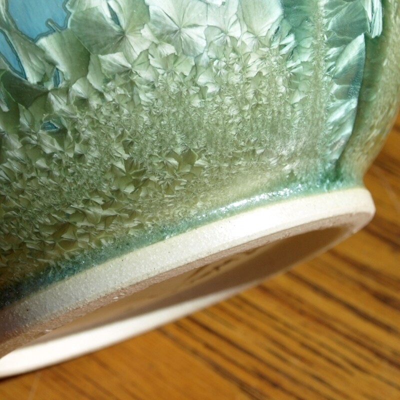 Mark Walford Studio Pottery Green Crystal Glaze Vase Jug