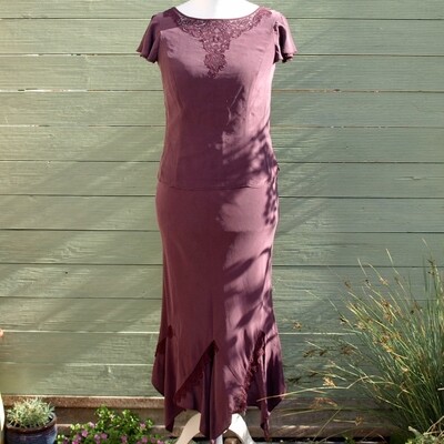 Purple Silk Top &amp; Skirt by Laura Ashley
