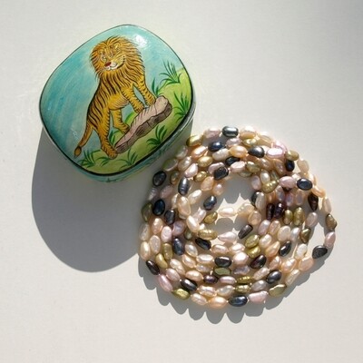 Long Flapper Length Hand Knotted Pearl Necklace + Box