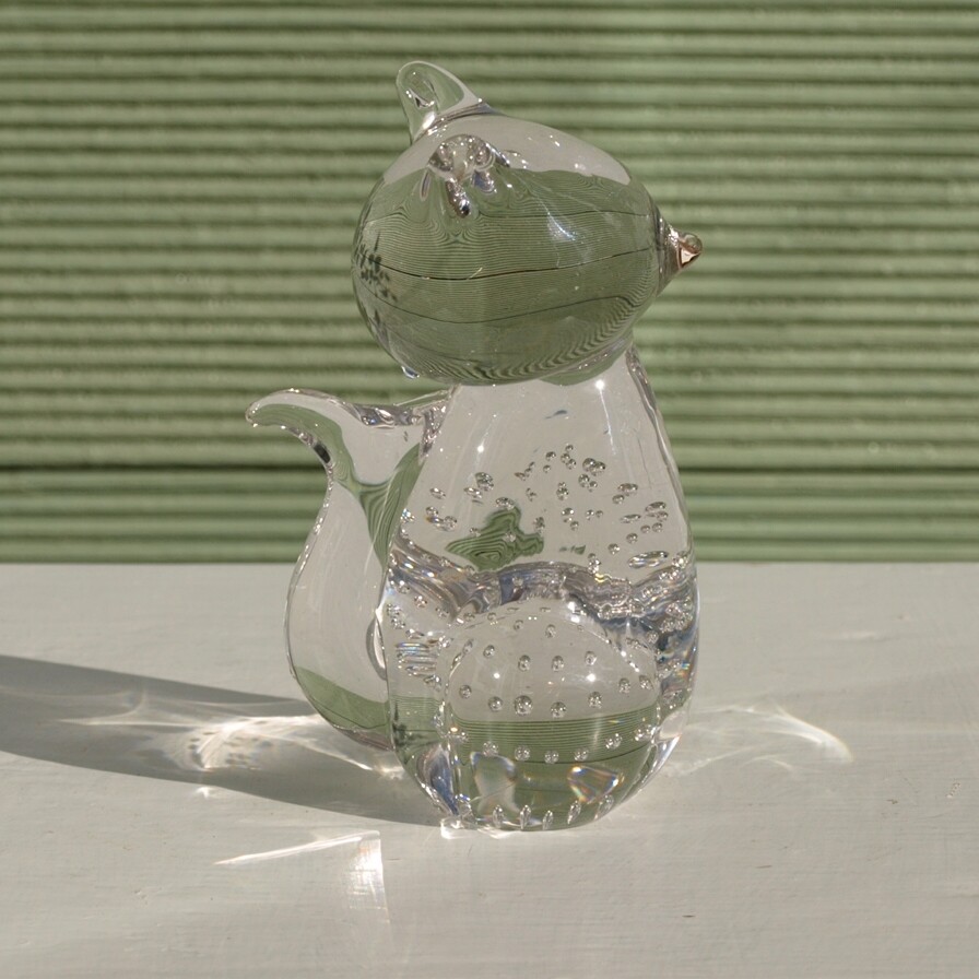 Vintage Hand Blown Controlled Bubble Glass Cat