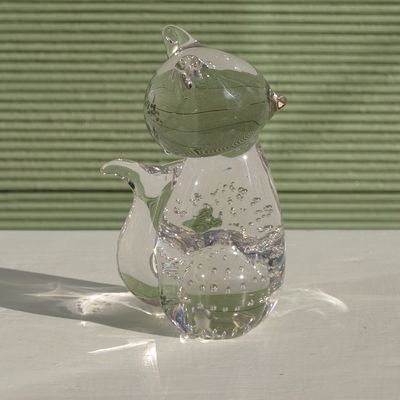 Vintage Hand Blown Controlled Bubble Glass Cat