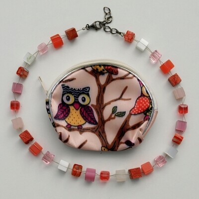 Sponge Coral &amp; Candy Cane Solid Silver Necklace