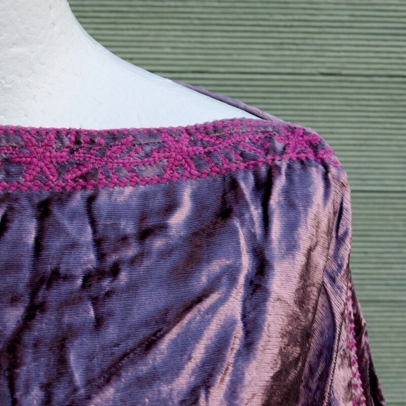 Hippy Lilac Velvet Grecian Tunic Blouse L-XL