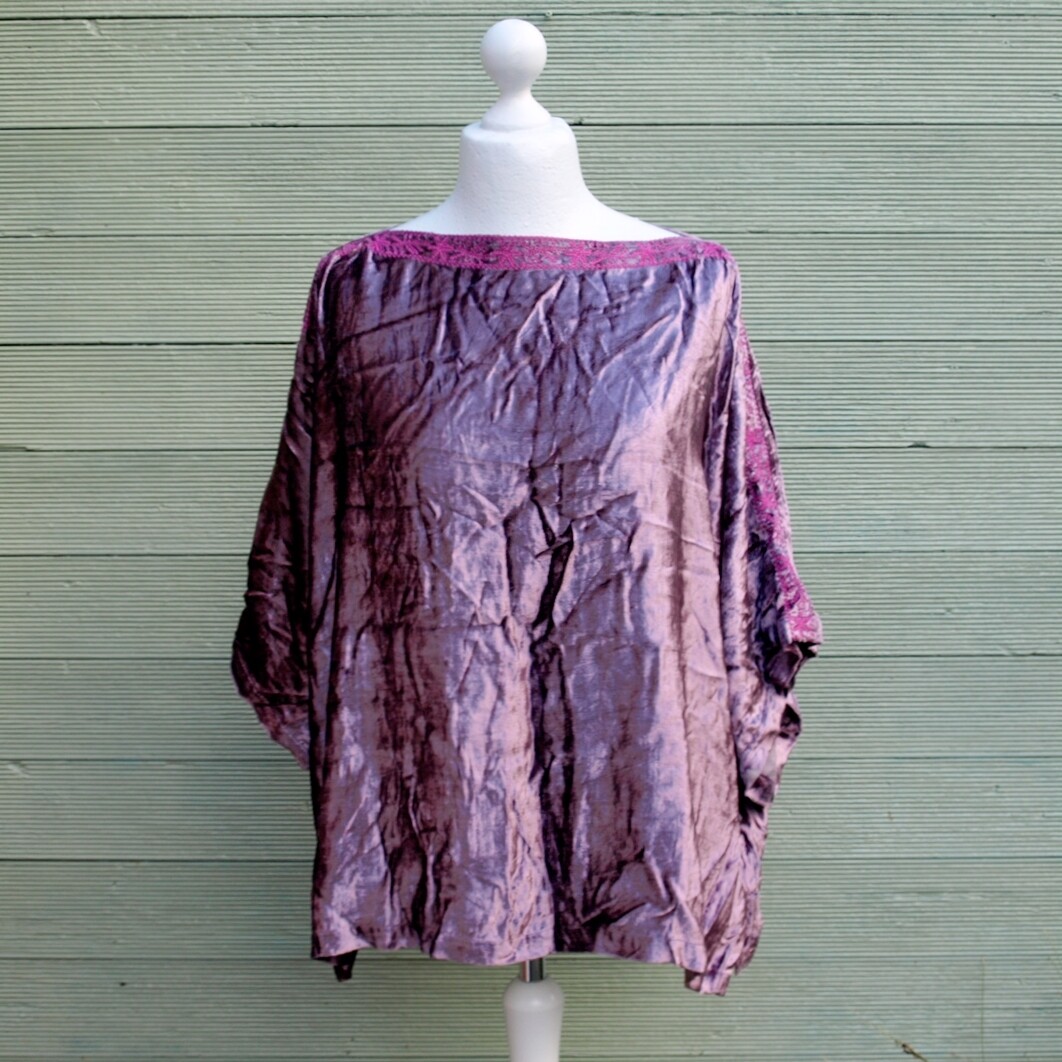 Hippy Lilac Velvet Grecian Tunic Blouse