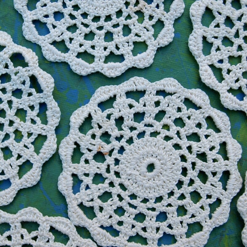 Vintage Set of Eight Crochet Coaster Doilies