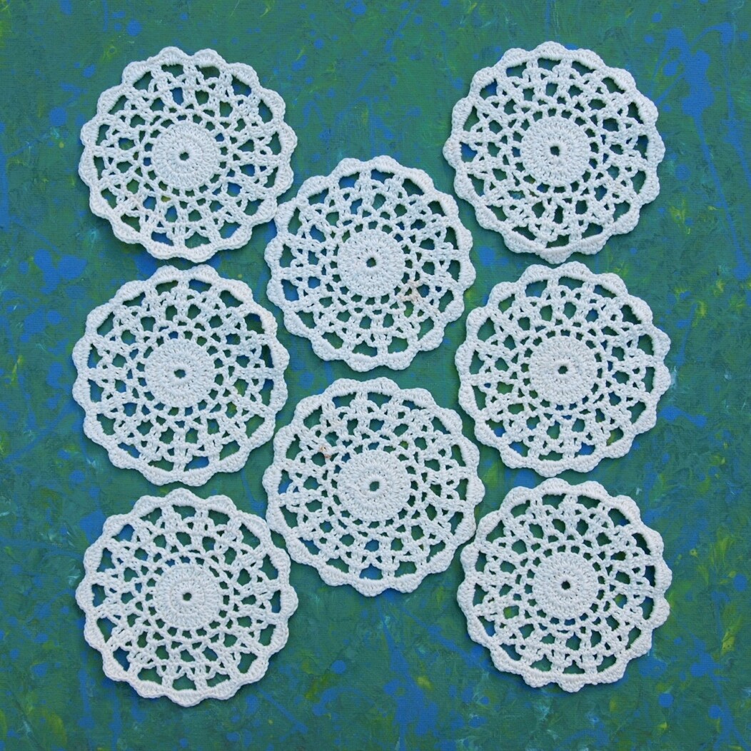 Vintage Set of Eight Crochet Coaster Doilies