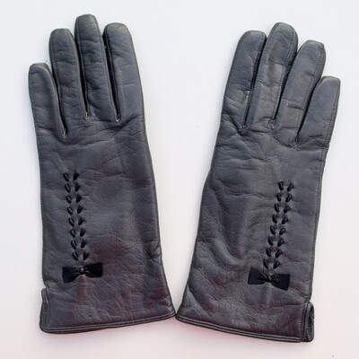 Vintage Grey Leather Gloves