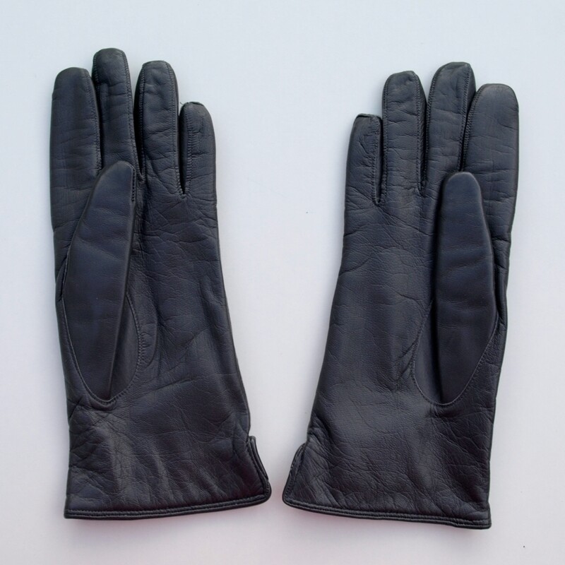 Ladies Vintage Grey Leather Gloves Small