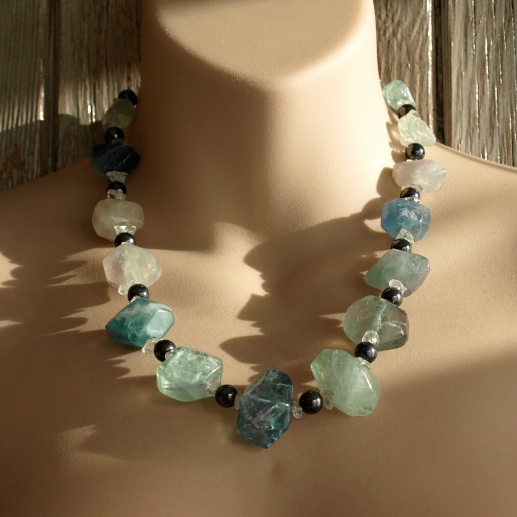 Chunky Fluorite &amp; Hematite Necklace