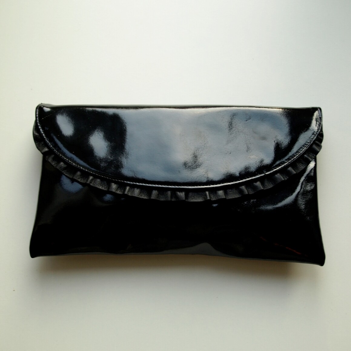 Ladies Vintage Jane Shilton Black Patent Leather Clutch Bag