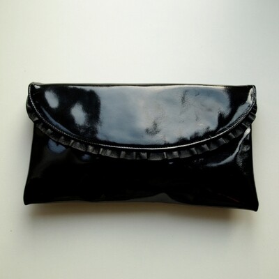 Ladies Vintage Jane Shilton Black Patent Leather Clutch Bag