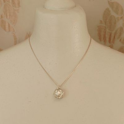 Solid Silver &amp; Crystal Ball Necklace