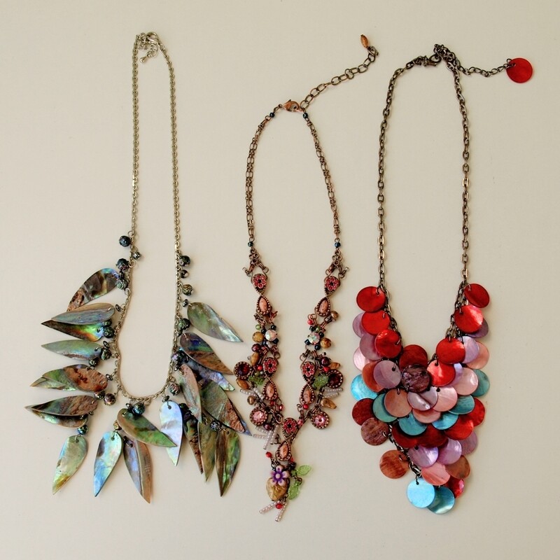 Three Ladies Colourful Costume Necklaces
