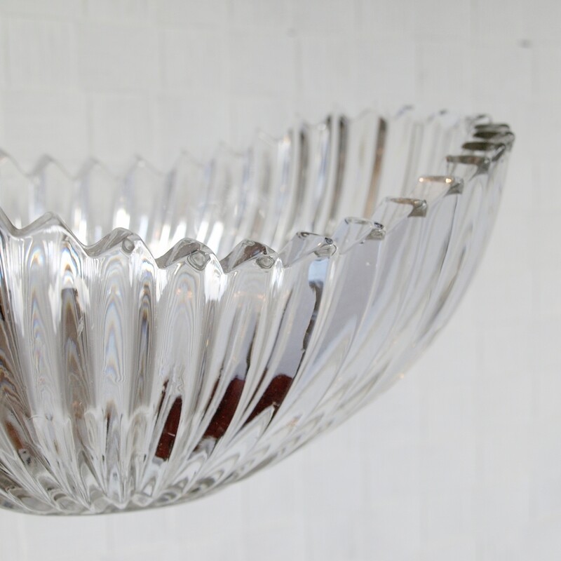 Vintage 1930s Ribbed Clear Glass Mantle Vase