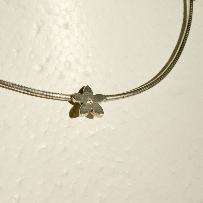 Solid Silver &amp; Diamond Necklace - Birmingham 31g
