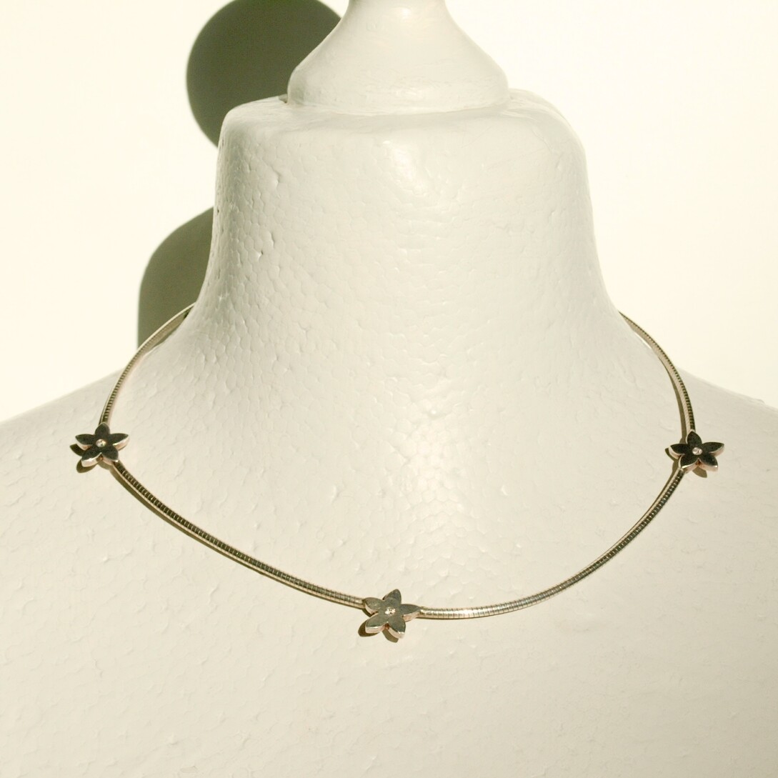 Solid Silver &amp; Diamond Necklace